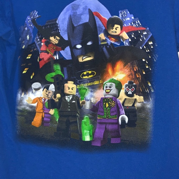EUC Lego Batman Superman DC Universe Tee Shirt Sm 5/6 Bane Joker Robin Lex 2Face - Picture 3 of 5